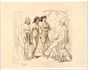 Parijs en de drie godinnen door Wilhelm Marstrand