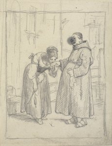Meisje kust de hand van een monnik door Wilhelm Marstrand