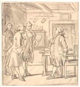 Bezoek van de raadsheren om geluk te wensen. (De politieke kandestøber) door Wilhelm Marstrand