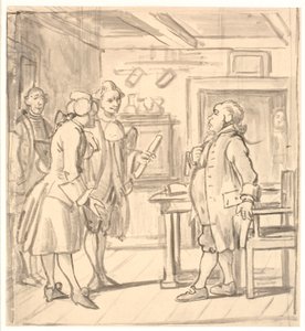 Bezoek van de raadsheren om geluk te wensen. (De politieke kandestøber) door Wilhelm Marstrand