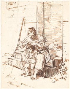 Romeinse straatscène door Wilhelm Marstrand