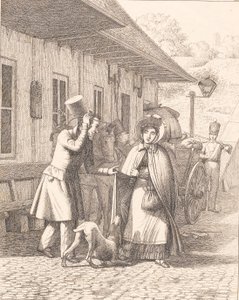 Scène buiten een consumptiekraam door Wilhelm Marstrand