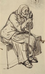 Zittende oude vrouw door Wilhelm Marstrand
