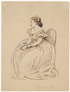 Zittende vrouw in baljurk