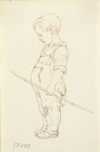 Staande kleine jongen met een stok in de hand door Wilhelm Marstrand