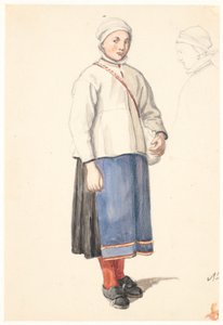 Staand Zweeds boerenmeisje