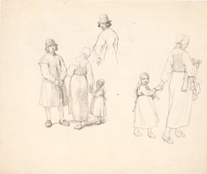 Studieblad met Dalarfolk door Wilhelm Marstrand
