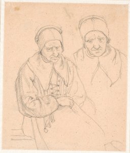 Twee studies van een oude Zweedse vrouw door Wilhelm Marstrand