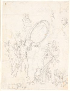 Ontwerp voor het schilderij "Straatscène in de hondsdagen" door Wilhelm Marstrand