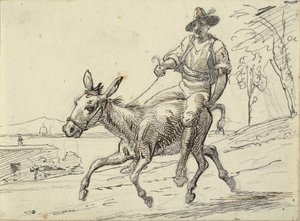 Jonge man rijdt op een ezel door Wilhelm Marstrand