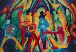 Intocht in Jeruzalem. 1912 door Wilhelm Morgner