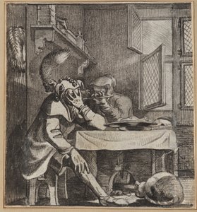 De Dwaas Die Door De Vingers Van Zijn Vrouw Kijkt