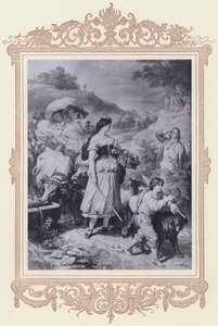 Dorothea en de emigranten, Hermann en Dorothea (litho) door Wilhelm von (after) Kaulbach