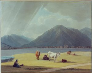 Boerin met Vee voor Rottach-Egern door Wilhelm von Kobell