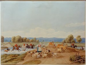De hertenjacht door Wilhelm von Kobell