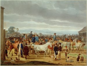 Paardenmarkt door Wilhelm von Kobell