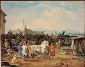 Paardenmarkt door Wilhelm von Kobell