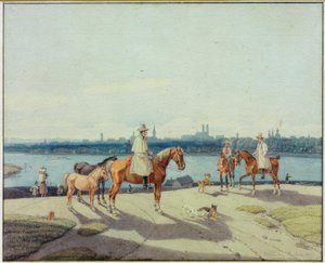 Ruiter aan de Isar oever voor München door Wilhelm von Kobell