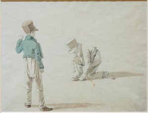 Studie van jongens met pet door Wilhelm von Kobell