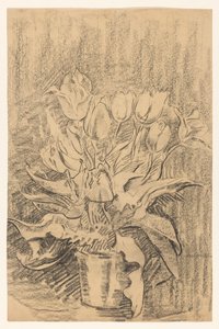 Vaas met tulpen door Wilhelmus Johannes Steenhoff