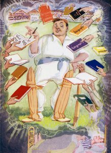 De droom van Potts Minor voor de schoolcricketwedstrijd (kleur litho)