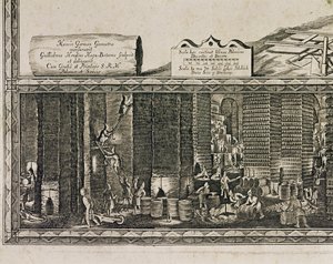 De zoutmijnen van Wieliczka bij Krakau produceerden ruwweg een derde van het inkomen van de Poolse koningen ... (gravure) door Willem (c.1597-1660) Hondius