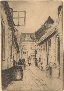 Straatje in Voorburg door Willem Adrianus Grondhout (signed by artist)