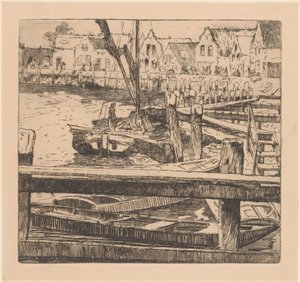 Haven van Volendam door Willem Adrianus Grondhout