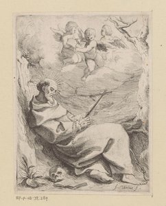 Heilige Franciscus van Assisi met crucifix door Willem Basse (attributed to)