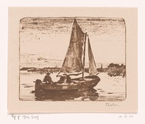 Man in zeilboot door Willem Bastiaan Tholen (signed by artist)
