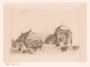 Gezicht op de Grote Kerk, te Veere door Willem Bastiaan Tholen