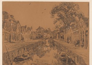 Gracht met oude huizen door Willem Bastiaan Tholen