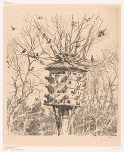 Groot vogelhuis aan een boom