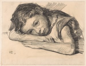 Liesbeth of Dora Arntzenius als kind, op een arm geleund door Willem Bastiaan Tholen