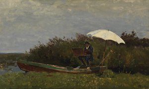 De Schilder Gabriël Werkend in een Boot, 1882 door Willem Bastiaan Tholen