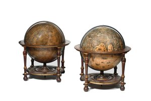 Groot paar bibliotheekglobes, de aardse 1645/48, de hemelse na c.1630
