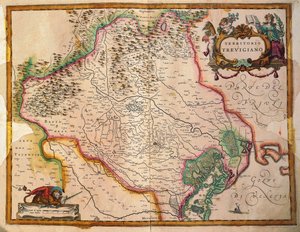 Regionum Italiae, gebied van Treviso, Veneto regio, Italië door Willem Janszoon Blaeu door Willem Blaeu