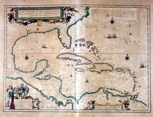 De Caribische Zee: Golf van Mexico en Caribische Zee uit de Atlas van Wilhelm Blaeu