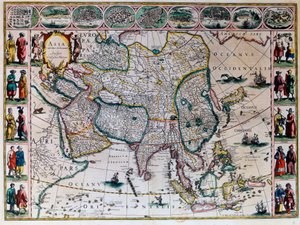 Het theater van de wereld of de nieuwe atlas Amsterdam. Geografische kaart van Azië door Willem Janszoon Blaeu door Willem Blaeu