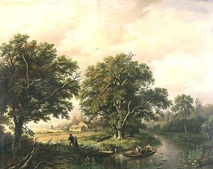 Rivierscène door Willem Bodeman