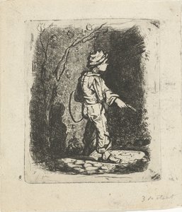 Jongetje met hoepel door Willem Cornelis van Dijk