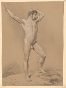 Staand mannelijk naakt, van voren gezien (2e prijs 1811) door Willem Grebner