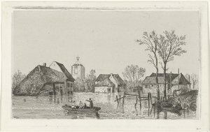 Overstroming bij Beesd, 1855 door Willem Gruyter jr.