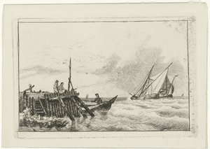 Pier aan water door Willem Gruyter jr.