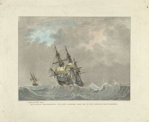Zeilschip op hoge golven door Willem Hendrik Hoogkamer