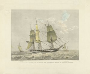 Zeilschip, sloep en loodsboot op het water door Willem Hendrik Hoogkamer
