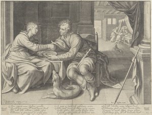 Esau verkoopt zijn eerstgeboorterecht aan Jakob door Willem Isaacsz. van Swanenburg
