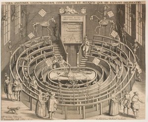 De Zaal van het Anatomisch Theater in Leiden door Willem Isaaksz Swanenburgh