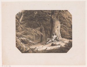 Half ontklede man in het bos