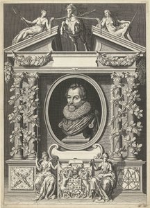 Portret van Gerard Thibault in architecturale omlijsting
